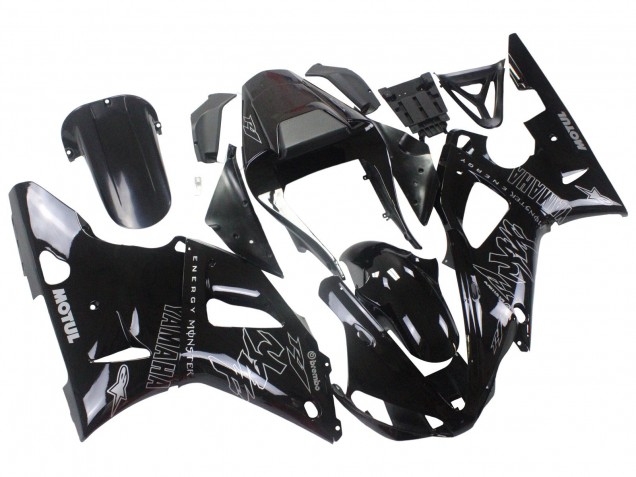 Billigste Yamaha YZF 1000 R1 Motorrad Verkleidung 2000-2001 - Glanzendes Schwarz Weiss Monster Motul