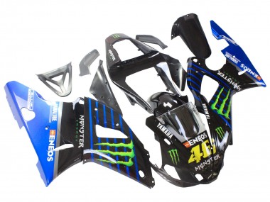 Billigste Yamaha YZF 1000 R1 Motorrad Verkleidung 2000-2001 - Blau Schwarz Grun Monster Yamalube ENEOS 46