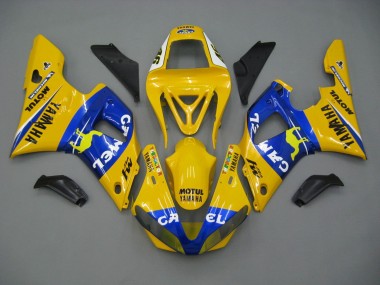 Billigste Yamaha YZF 1000 R1 Motorrad Verkleidung 2000-2001 - Weiss Gelb Blau Motul Kamel