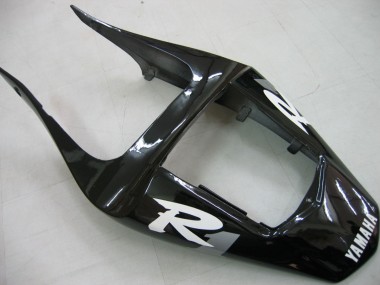 Billigste Yamaha YZF 1000 R1 Motorrad Verkleidung 2000-2001 - Glanzendes Schwarz Weiss Aufkleber