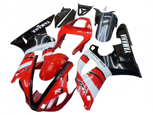 Billigste Yamaha YZF 1000 R1 Motorrad Verkleidung 2000-2001 - Rot Weiss Glanzendes Schwarz