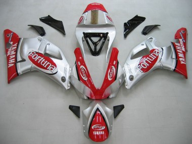Billigste Yamaha YZF 1000 R1 Motorrad Verkleidung 2000-2001 - Silber Rot Fortuna Motul