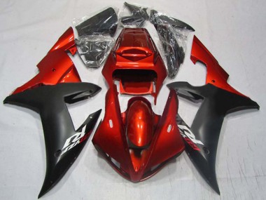 Billigste Yamaha YZF 1000 R1 Motorrad Verkleidung 2002-2003 - Rot Matt Schwarz
