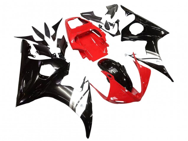 Billigste Yamaha YZF R6S Motorrad Verkleidung 2006-2009 - Rot Weiss Glanzendes Schwarz