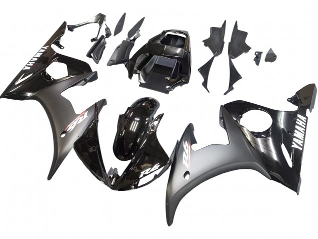 Billigste Yamaha YZF R6S Motorrad Verkleidung 2006-2009 - Glanzendes Schwarz Matt Schwarz Weiss Aufkleber
