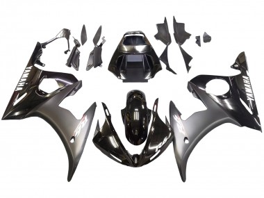 Billigste Yamaha YZF R6S Motorrad Verkleidung 2006-2009 - Glanzendes Schwarz Matt Schwarz Weiss Aufkleber