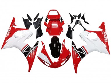 Billigste Yamaha YZF R6 Motorrad Verkleidung 2003-2004 - Weiss Rot Glanzendes Schwarz