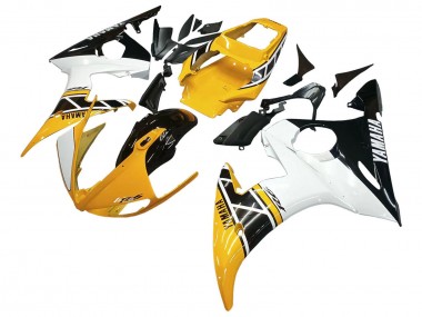 Billigste Yamaha YZF R6S Motorrad Verkleidung 2006-2009 - Gelb Weiss Glanzendes Schwarz