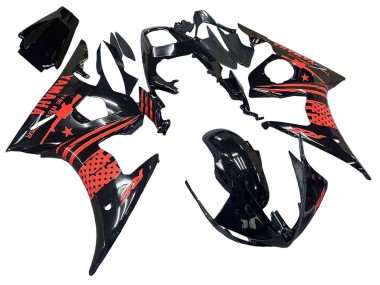 Billigste Yamaha YZF R6S Motorrad Verkleidung 2006-2009 - Glanzendes Schwarz Rot