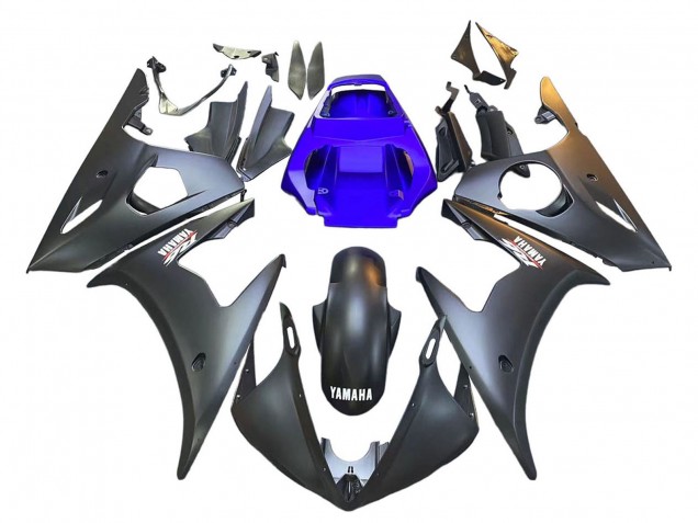 Billigste Yamaha YZF R6S Motorrad Verkleidung 2006-2009 - Blau Matt Schwarz