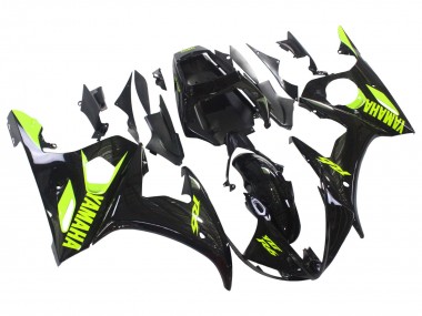 Billigste Yamaha YZF R6 Motorrad Verkleidung 2003-2004 - Glanzendes Schwarz Neon Gelb