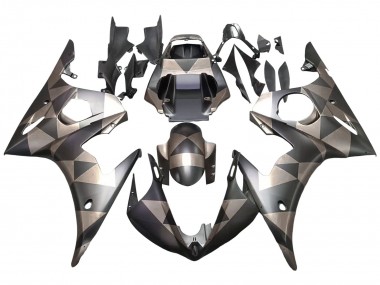Billigste Yamaha YZF R6S Motorrad Verkleidung 2006-2009 - Grau Matt Schwarz Geometric