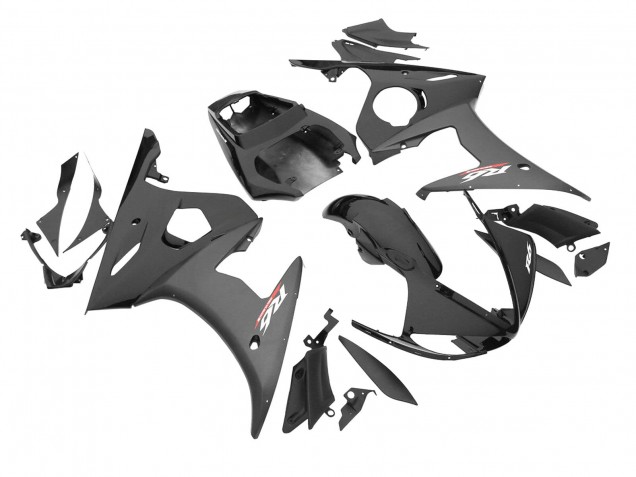 Billigste Yamaha YZF R6S Motorrad Verkleidung 2006-2009 - Glanzendes Schwarz Matt Schwarz
