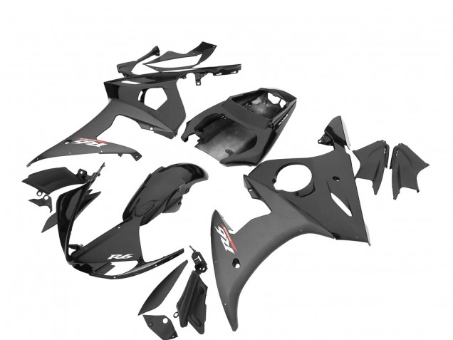 Billigste Yamaha YZF R6S Motorrad Verkleidung 2006-2009 - Glanzendes Schwarz Matt Schwarz