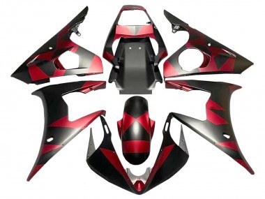 Billigste Yamaha YZF 600 R6 Motorrad Verkleidung 2005 - Matt Schwarz Rot Geometric