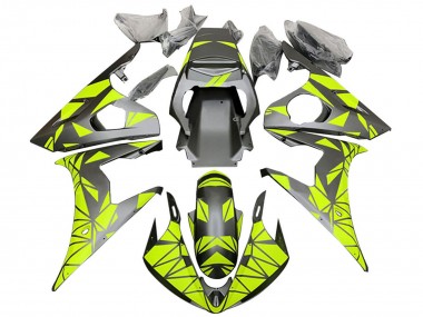 Billigste Yamaha YZF 600 R6 Motorrad Verkleidung 2005 - Matt Schwarz Neon Grun