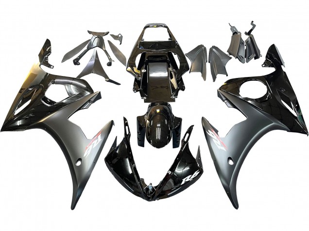 Billigste Yamaha YZF 600 R6 Motorrad Verkleidung 2005 - Glanzendes Schwarz Matt Schwarz Gold