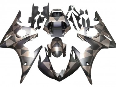 Billigste Yamaha YZF 600 R6 Motorrad Verkleidung 2005 - Matt Schwarz Grau Geometric