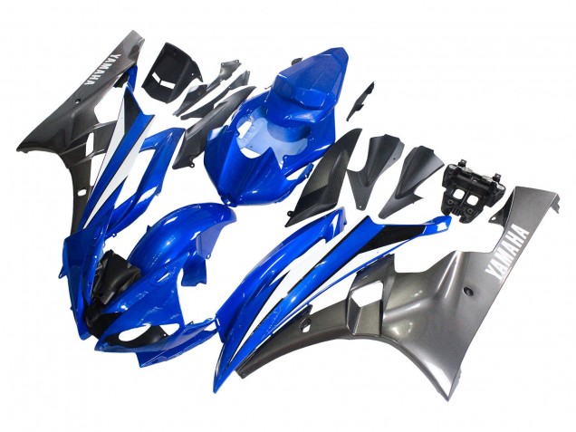 Billigste Yamaha YZF 600 R6 Motorrad Verkleidung 2006-2007 - Blau Weiss Glanzendes Schwarz