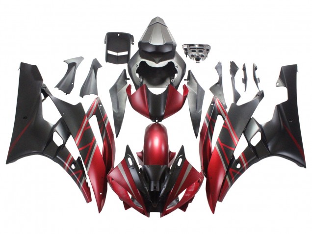 Billigste Yamaha YZF 600 R6 Motorrad Verkleidung 2006-2007 - Rot Matt Schwarz