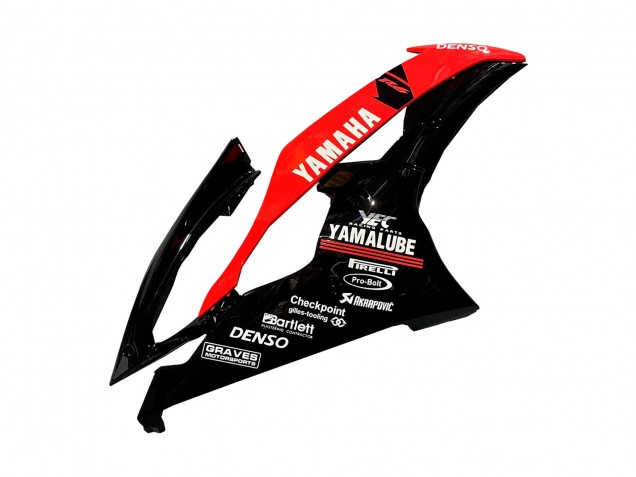 Billigste Yamaha YZF 600 R6 Motorrad Verkleidung 2008-2016 - Rot Glanzendes Schwarz Denso Yamalube 21