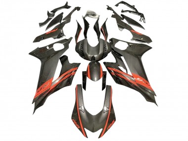 Billigste Yamaha YZF 600 R6 Motorrad Verkleidung 2017-2023 - Rot Schwarz Carbonfaser Stil