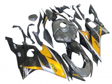 Billigste Yamaha YZF 600 R6 Motorrad Verkleidung 2017-2023 - Gold Schwarz Carbonfaser