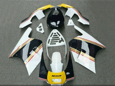 Billigste Honda NSR250R Motorrad Verkleidung 1988-1989 - Weiss Gelb Gold Glanzendes Schwarz