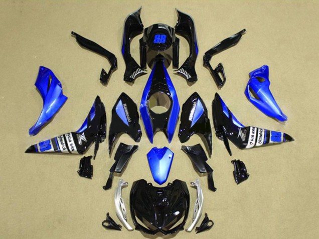 Billigste Kawasaki Z1000 Motorrad Verkleidung 2014-2019 - Blau Glanzendes Schwarz