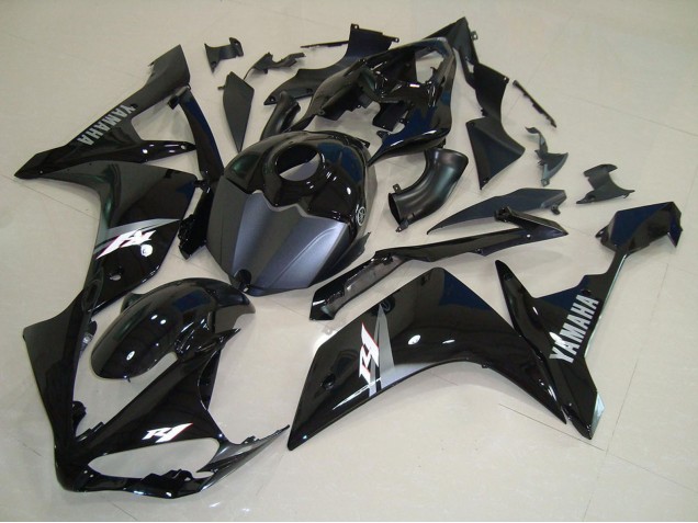 Billigste Yamaha YZF R1 Motorrad Verkleidung 2007-2008 - Glanzendes Schwarz Matt Schwarz Weiss Aufkleber