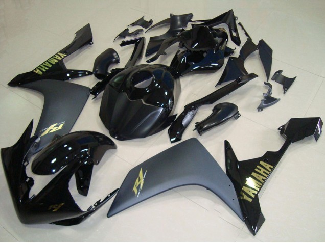 Billigste Yamaha YZF R1 Motorrad Verkleidung 2007-2008 - Glanzendes Schwarz Matt Schwarz Gold