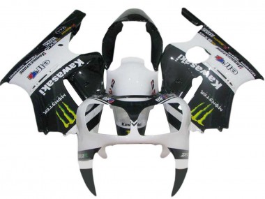 Billigste Kawasaki ZX12R Motorrad Verkleidung 2000-2001 - Weiss Schwarz Gelb Elf Monster