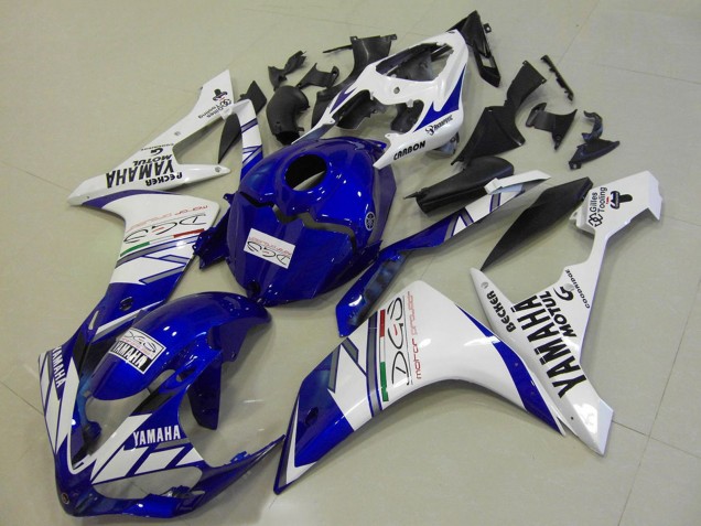 Billigste Yamaha YZF R1 Motorrad Verkleidung 2007-2008 - Weiss Blau Becker Motul