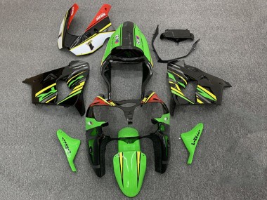 Billigste Kawasaki ZX9R Motorrad Verkleidung 2000-2001 - Grun Orange Schwarz