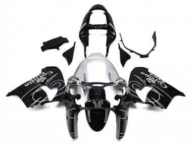 Billigste Kawasaki ZX9R Motorrad Verkleidung 2000-2001 - Glanzendes Schwarz Weiss Corona Extra
