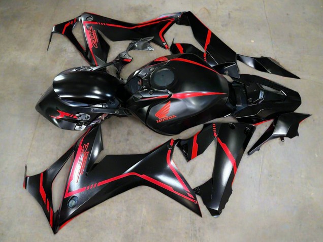 Billigste Honda CBR650R Motorrad Verkleidung 2021-2023 - Glanzendes Schwarz Rot Streifen