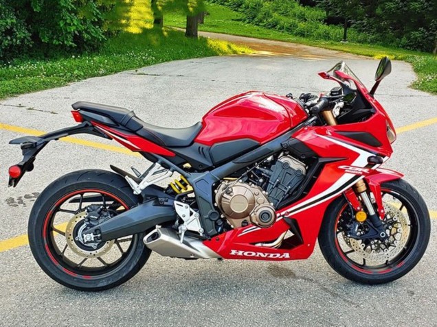 Billigste Honda CBR650R Motorrad Verkleidung 2021-2023 - Rot Weiss Schwarz Streifen