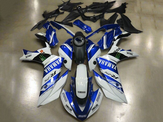 Billigste Yamaha YZF R3/R25 Motorrad Verkleidung 2015-2018 - Weiss Blau Yamalube ENEOS Monster