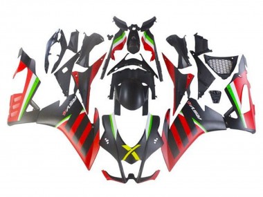 Billigste Aprilia RSV4 1000 Motorrad Verkleidung 2009-2015 - Matt Schwarz Rot Grun Streifen