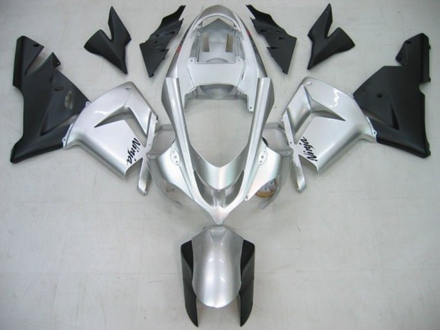 Billigste Kawasaki ZX10R Motorrad Verkleidung 2004-2005 - Glanzendes Silber Matt Schwarz