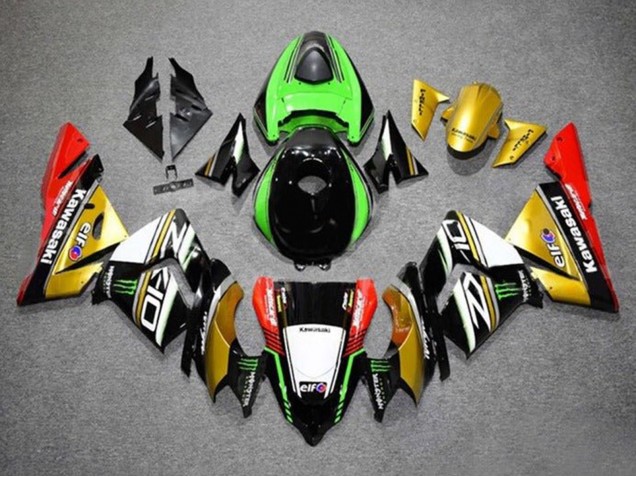 Billigste Kawasaki ZX10R Motorrad Verkleidung 2004-2005 - Gold Schwarz Grun Weiss Rot