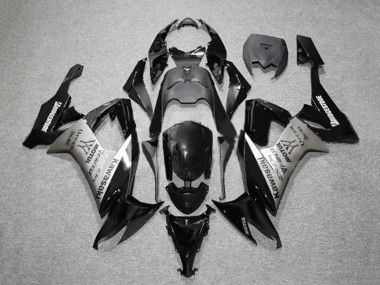 Billigste Kawasaki ZX10R Motorrad Verkleidung 2008-2010 - Glanzendes Schwarz Grau Bridgestone Motul