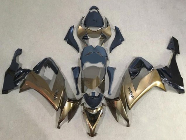 Billigste Kawasaki ZX10R Motorrad Verkleidung 2008-2010 - Dunkel Gold Schwarz