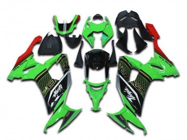 Billigste Kawasaki ZX10R Motorrad Verkleidung 2008-2010 - Grun Schwarz Rot Weiss Bienenwabe