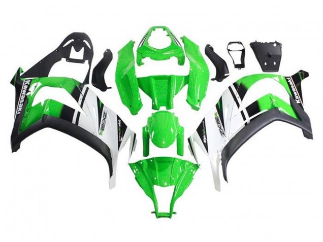 Billigste Kawasaki ZX10R Motorrad Verkleidung 2011-2015 - Grun Weiss Schwarz Streifen