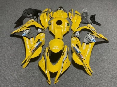 Billigste Kawasaki ZX10R Motorrad Verkleidung 2016-2020 - Gelb Blau Weiss Trick Star EVA Rennen