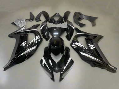 Billigste Kawasaki ZX10R Motorrad Verkleidung 2016-2020 - Glanzendes Schwarz Weiss Streifen