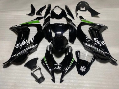 Billigste Kawasaki ZX10R Motorrad Verkleidung 2016-2020 - Glanzendes Schwarz Weiss Grun Streifen Schnee
