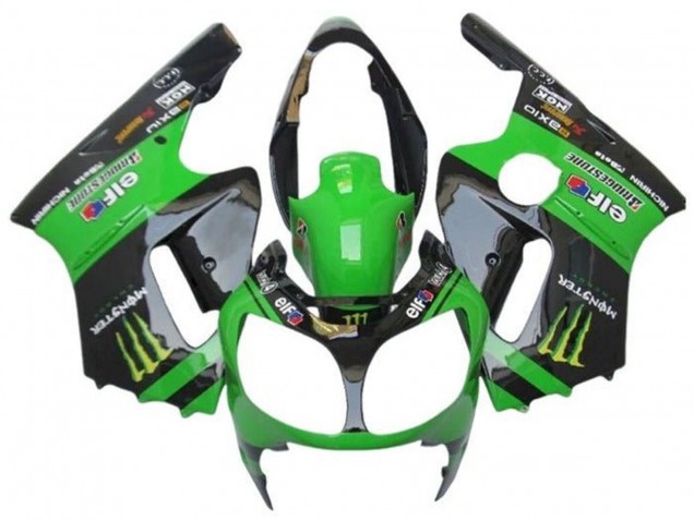 Billigste Kawasaki ZX12R Motorrad Verkleidung 2000-2001 - Grun Schwarz Gelb Elf Monster
