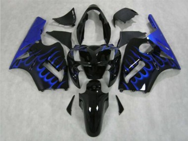 Billigste Kawasaki ZX12R Motorrad Verkleidung 2002-2006 - Glanzendes Schwarz Blau Flamme